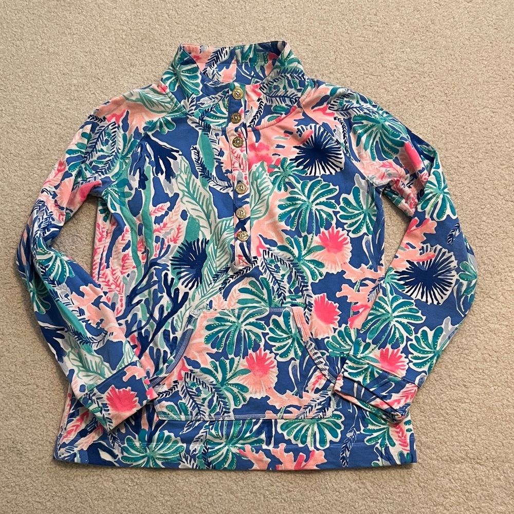 Lilly Pulitzer Blue and Pink Tropical Sweatshirt